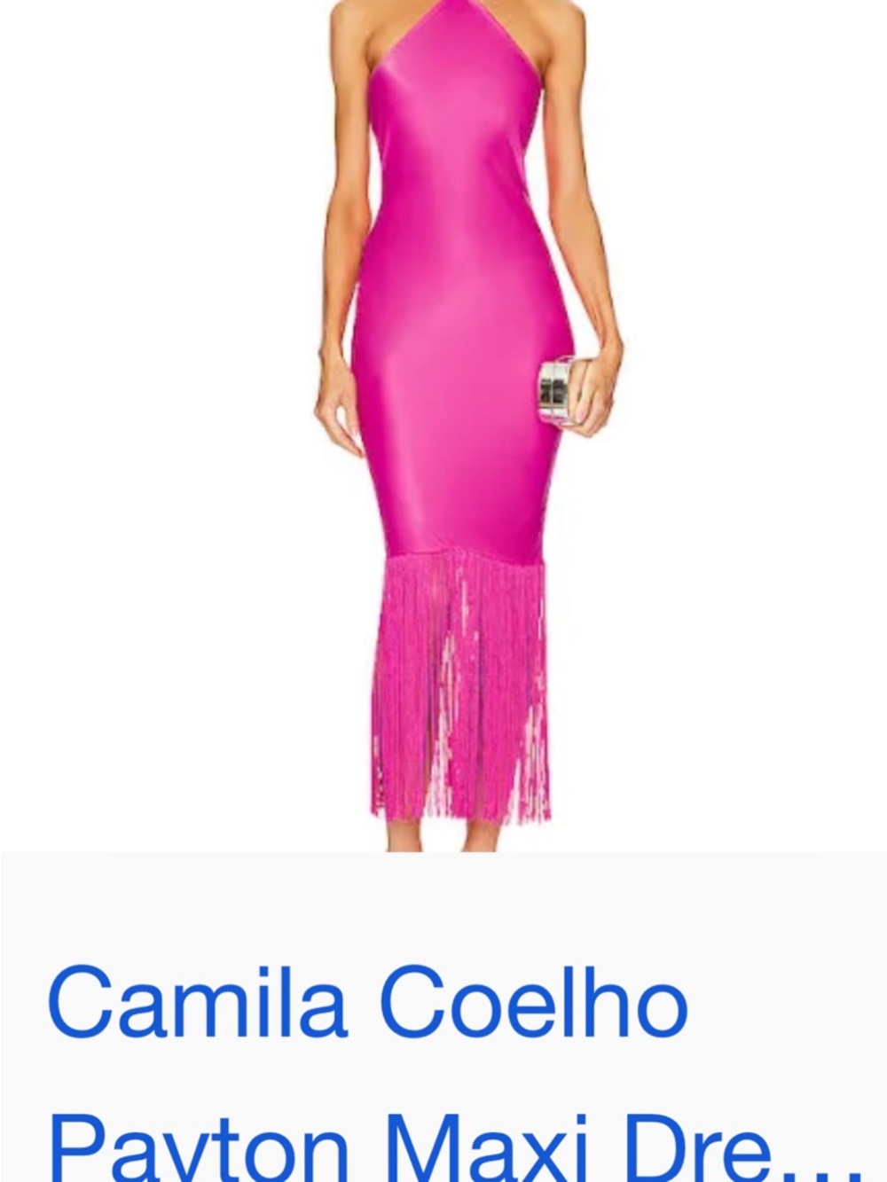 Camila Coelho Fuchsia Halter Fringe Midi Dress